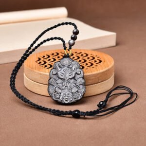 Quiet Strength, Worn Daily. Black Obsidian Fox Necklace