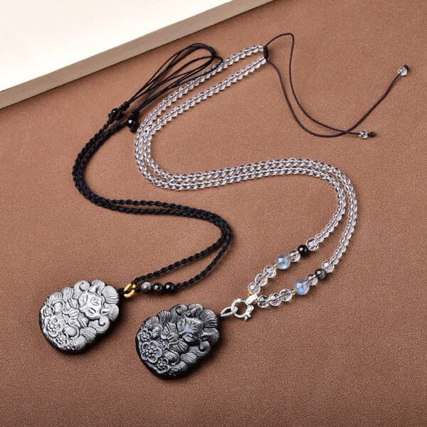 Quiet Strength, Worn Daily. Black Obsidian Fox Necklace – view 5