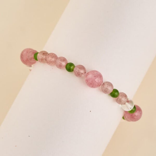 Strawberry Quartz and Clear Bracelet | Your Quiet Daily Anchor for Gentle Presence – view 4
