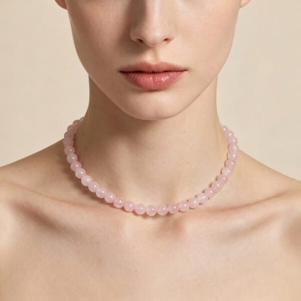 Rose Quartz Bead Necklace – view 2