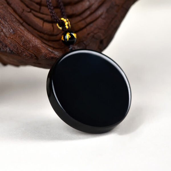 Black Obsidian Round Pendant Necklace – view 11