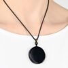 Black Obsidian Round Pendant Necklace – view 2