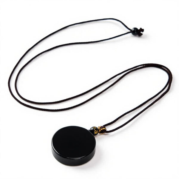 Black Obsidian Round Pendant Necklace – view 13