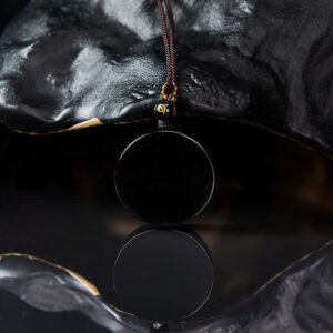 Black Obsidian Round Pendant Necklace