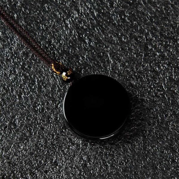 Black Obsidian Round Pendant Necklace – view 7