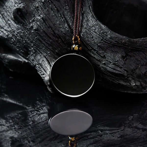 Black Obsidian Round Pendant Necklace – view 6
