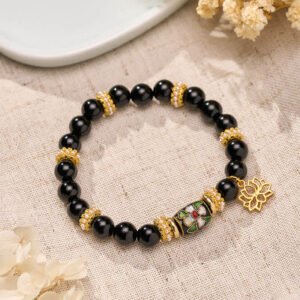 Twilight Calm with Black Obsidian Lotus Bracelet