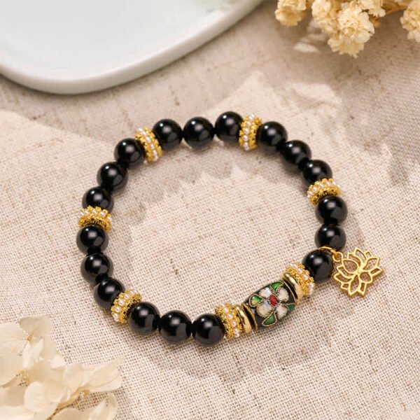 Twilight Calm with Black Obsidian Lotus Bracelet