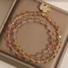 Rosy Soft Pink Double Wrap Strawberry Quartz Bracelet – view 4