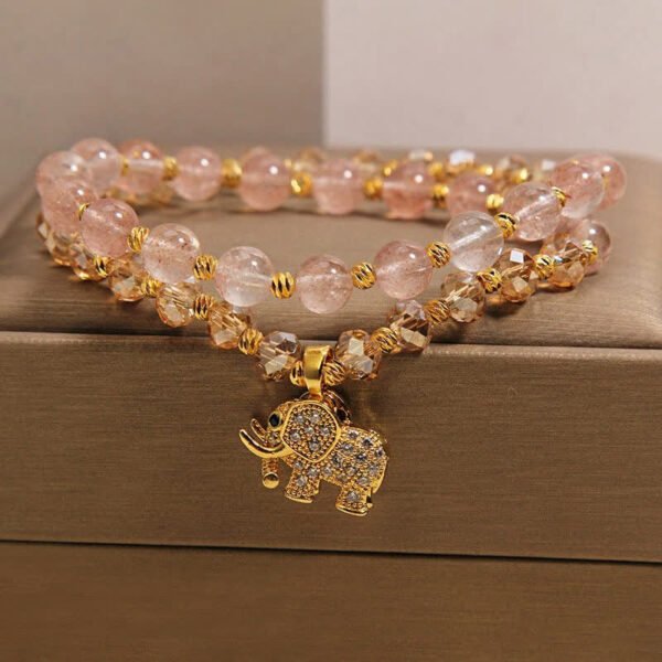 Rosy Soft Pink Double Wrap Strawberry Quartz Bracelet – view 3