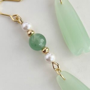 In Between Moments — Green Aventurine and Pearl Earrings