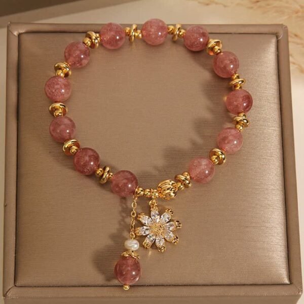 Strawberry Quartz Daisy Bracelet – view 3