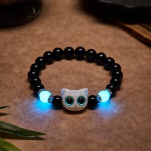 In Between Moments — Black Obsidian Cat Charm