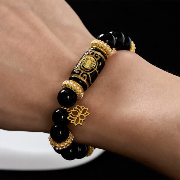 For When You Need Quiet Strength — Black Obsidian Lotus Bracelet – view 2