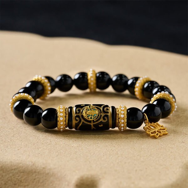 For When You Need Quiet Strength — Black Obsidian Lotus Bracelet – view 6