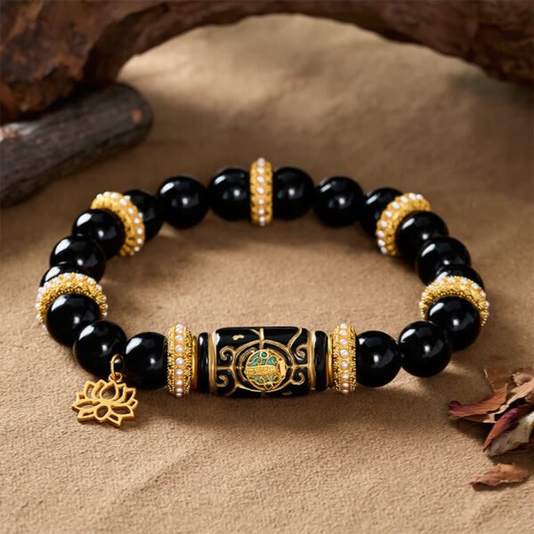 For When You Need Quiet Strength — Black Obsidian Lotus Bracelet – view 4