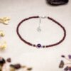 Smooth Purple Amethyst and Garnet Anklet – view 3