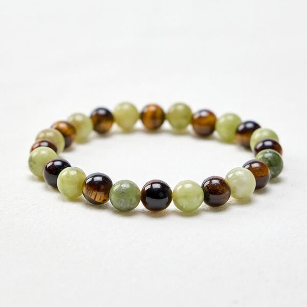 Steady Focus, Worn Daily. Tiger's Eye and Jade Bracelet – view 4