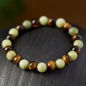 Steady Focus, Worn Daily. Tiger's Eye and Jade Bracelet