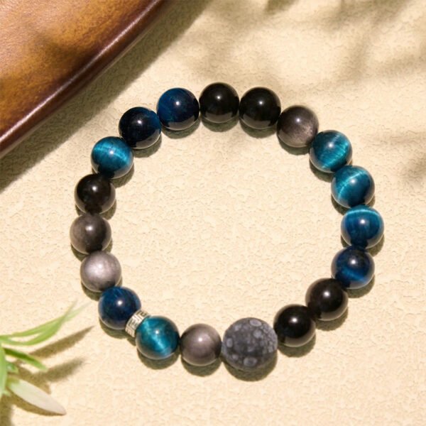 Silver Sheen Blue Tiger Eye Bracelet – view 4