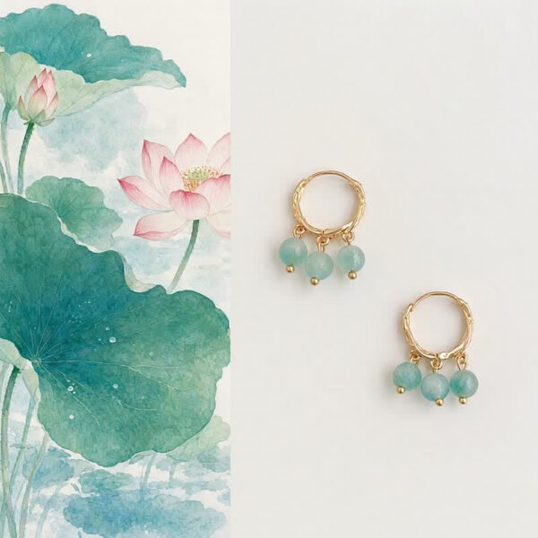 Moss Green Moss Agate Earrings – view 3