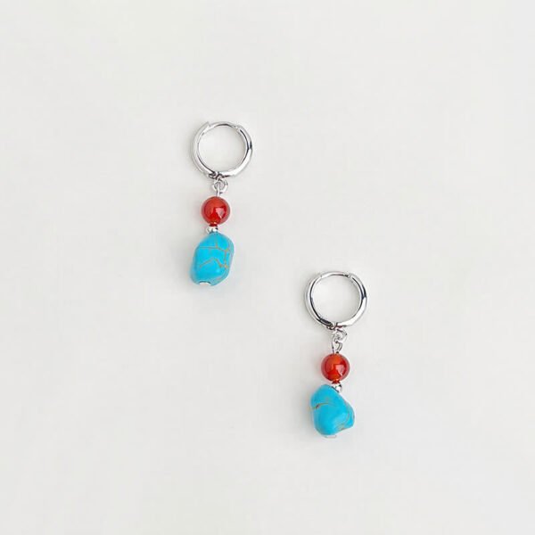 Twilight Calm with Red Agate and Turquoise Earrings – view 3