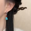 Twilight Calm with Red Agate and Turquoise Earrings