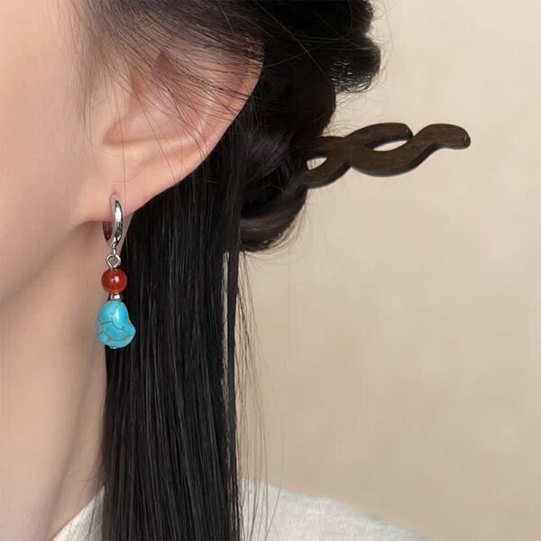 Twilight Calm with Red Agate and Turquoise Earrings