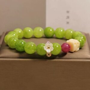 Soft Olive Green Peridot Flower Bracelet
