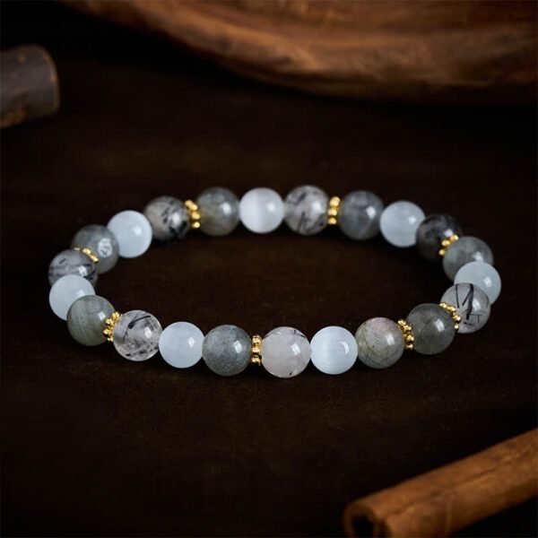 Golden Threaded Black Moonstone Bracelet – view 3
