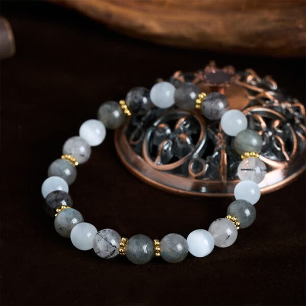 Golden Threaded Black Moonstone Bracelet – view 2