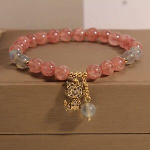 Strawberry Quartz and Moonstone Bracelet