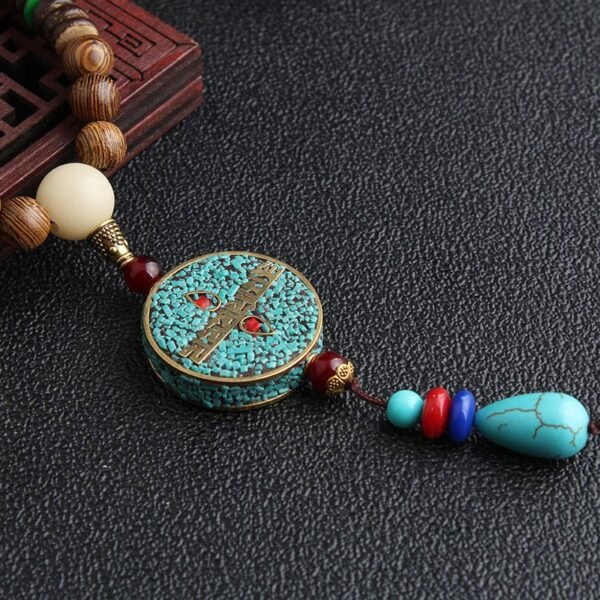 For When You Need Peaceful Awareness — Turquoise and Silver Necklace – view 2
