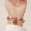 Strawberry Quartz Fox and Pearl Bracelet – view 7