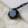 Black Obsidian Pendant Necklace on Cotton Cord – view 7
