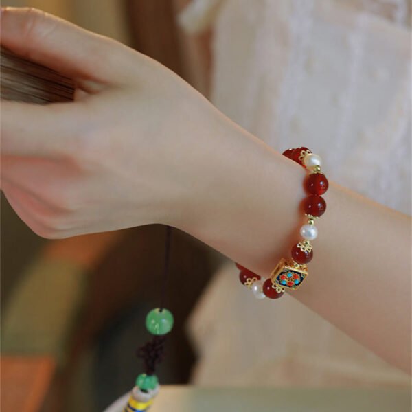 Through the Workday — Red Agate and Agate Bracelet – view 2