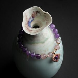 Page-Turning Pace with Strawberry Quartz and Amethyst Bracelet