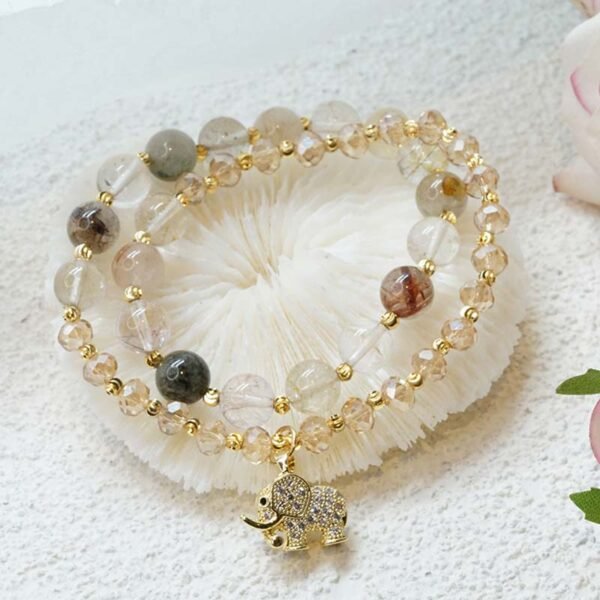 Soft Pink Rose Quartz Elephant Bracelet – view 7