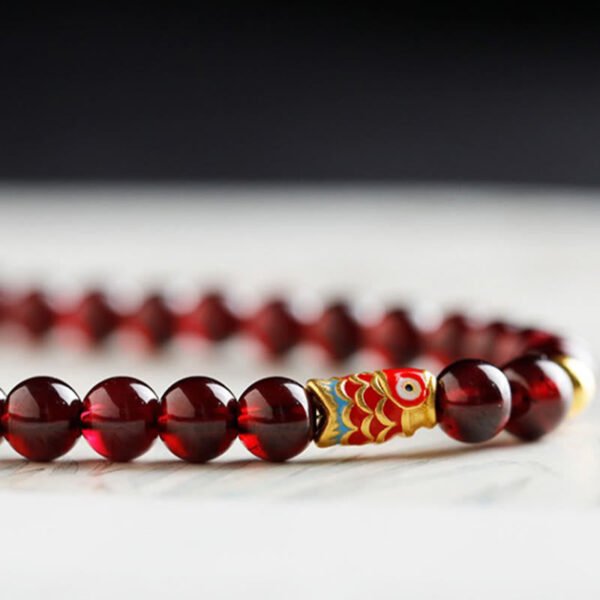 Deep Wine-Red Garnet Koi Bracelet – view 2