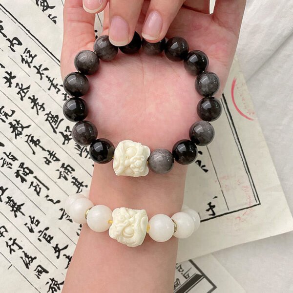 With a Good Book — Silver Sheen Obsidian Bracelet – view 6