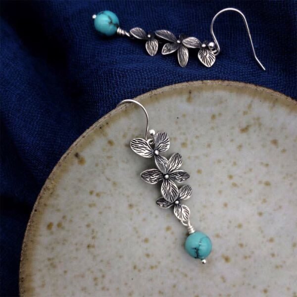 Turquoise and Lapis Lazuli Drop Earrings – view 4