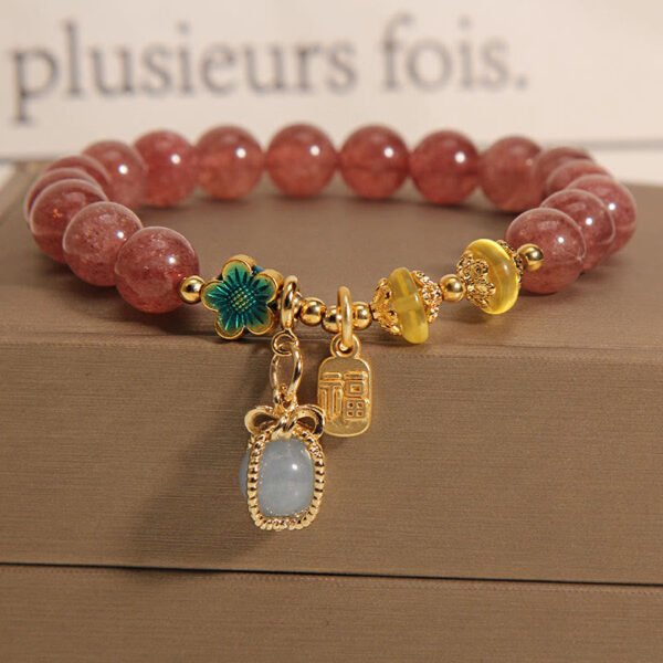 Strawberry Quartz and Aquamarine Bracelet | Your Quiet Daily Anchor for Gentle Presence – view 4