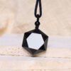 Black Obsidian Pendant Necklace on Cotton Cord – view 6