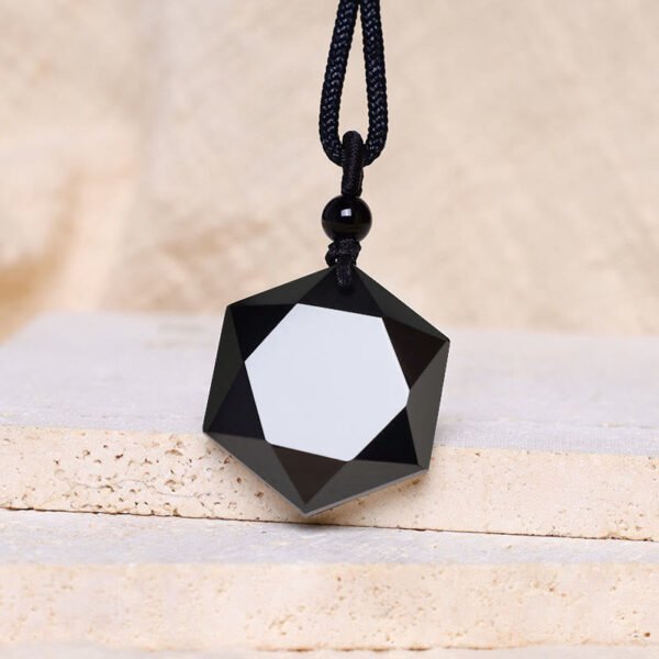 Black Obsidian Pendant Necklace on Cotton Cord – view 6