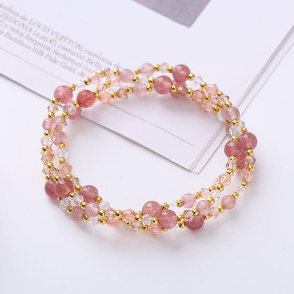 Tourmaline and Strawberry Quartz Wrap Bracelet – view 2