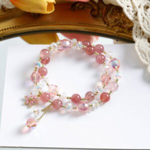 Strawberry Quartz Flower Bracelet | Your Quiet Daily Anchor for Gentle Presence