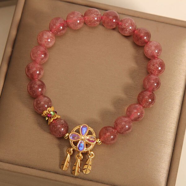 Strawberry Quartz Leaf Bracelet – view 3