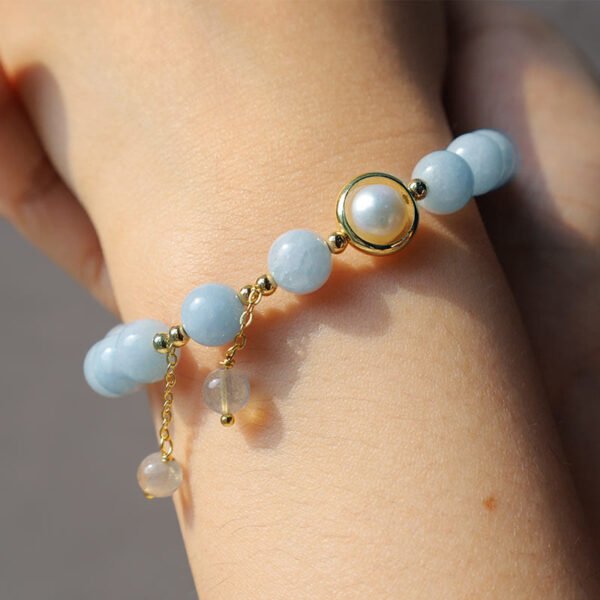 Quiet Calm, Worn Daily. Aquamarine Charm Bracelet – view 2