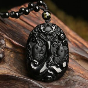 Twilight Calm with Black Obsidian Koi Necklace