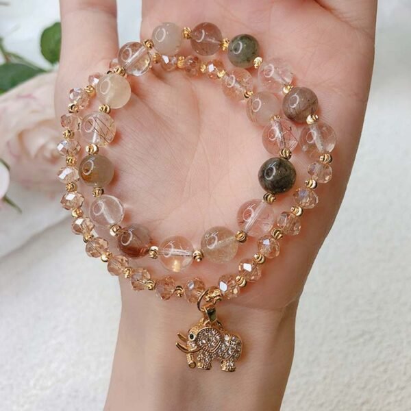 Soft Pink Rose Quartz Elephant Bracelet – view 5